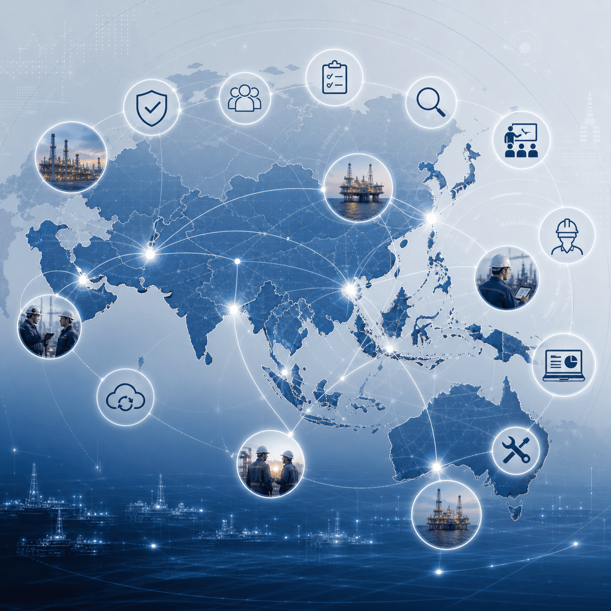 Asia Pacific and Middle East regional network map for dropped-object prevention collaboration